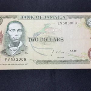 Bancnotă 2 Dollars 1990, JAMAICA, VF