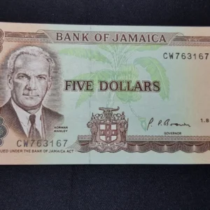 Bancnotă 5 Dollars 1992, JAMAICA, UNC