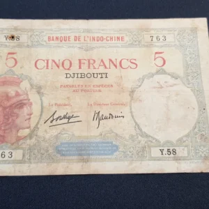 Bancnotă 5 Francs 1943, SOMALILAND FRANCEZ (DJIBOUTI), G