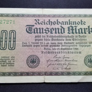 Bancnotă 1.000 Mark 1922, GERMANIA, VG