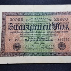 Bancnotă 20.000 Mark 1923, GERMANIA, VG