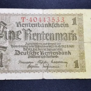 Bancnotă 1 Rentenmark 1937, GERMANIA, VG