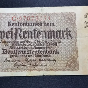 Bancnotă 2 Rentenmark 1937, GERMANIA, G