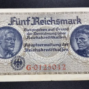 Bancnotă de ocupație 5 Reichsmark 1939, GERMANIA, VF