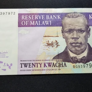 Bancnotă 20 Kwacha 2007, MALAWI, AUNC