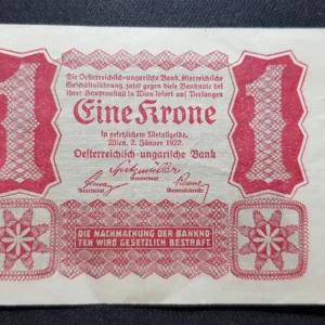 Bancnotă 1 Krone 1922, AUSTRIA, VF