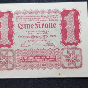 Bancnotă 1 Krone 1922, AUSTRIA, VF