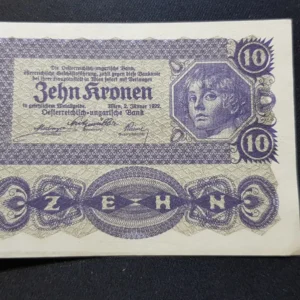 Bancnotă 10 Kronen 1922, AUSTRIA, VF
