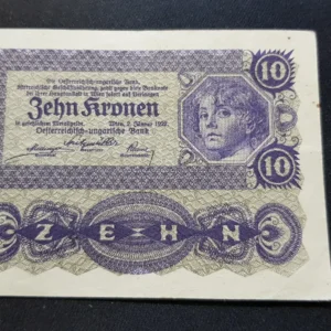 Bancnotă 10 Kronen 1922, AUSTRIA, FI