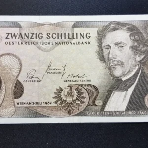 Bancnotă 20 Schilling 1967, AUSTRIA, VF