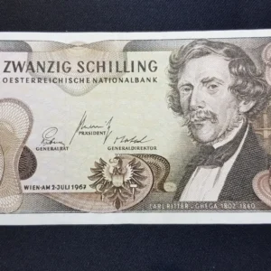 Bancnotă 20 Schilling 1967, AUSTRIA, VF