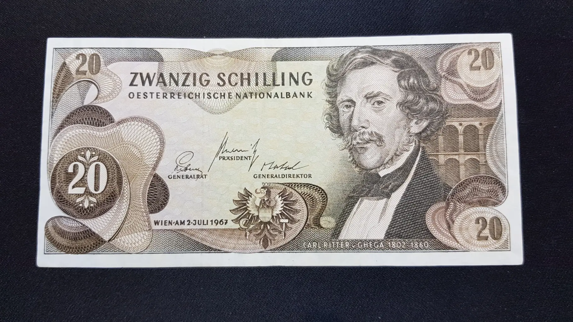 Bancnotă 20 Schilling 1967, AUSTRIA, VF