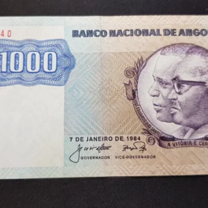 Bancnotă 1.000 Kwanzas 1984, ANGOLA, VF