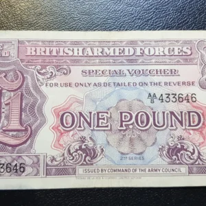 Bancnotă militară 1 Pound 1948, BRITISH ARMED FORCES, 2nd SERIES, FI