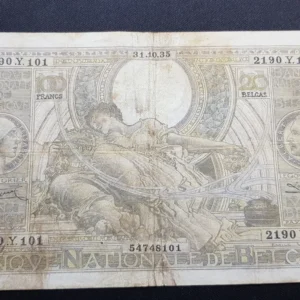 Bancnotă 100 Francs/20 Belgas 1935, BELGIA, VG