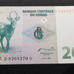 Bancnotă 20 Cents 1997, CONGO, UNC