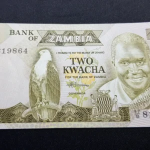 Bancnotă 2 Kwacha 1980, ZAMBIA, UNC