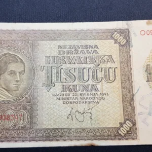 Bancnotă 1.000 Kuna 1941, CROATIA, VG