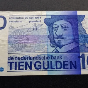 Bancnotă 10 Gulden 1968, OLANDA, VF