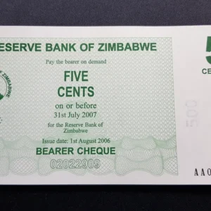 Bancnotă 5 Cents 2006, ZIMBABWE, UNC