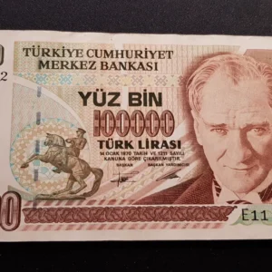 Bancnotă 100.000 Lira 1995, TURCIA, VF