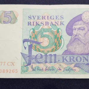 Bancnotă 5 Kronor 1977, SUEDIA, FI