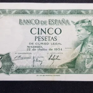 Bancnotă 5 Pesetas 1954, SPANIA, VF