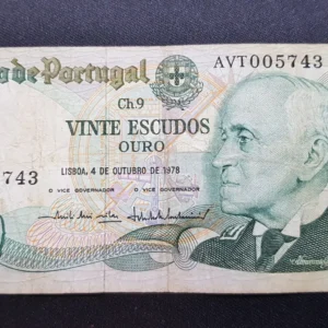 Bancnotă 20 Escudos 1978, PORTUGALIA, FI