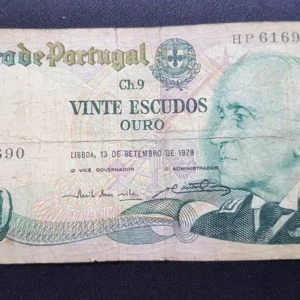 Bancnotă 20 Escudos 1978, PORTUGALIA, VG
