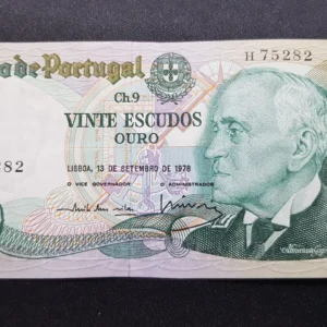 Bancnotă 20 Escudos 1978, PORTUGALIA, VF