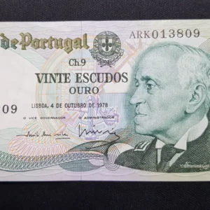 Bancnotă 20 Escudos 1978, PORTUGALIA, VF