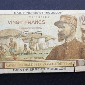 Bancnotă 20 Francs 1950, ST. PIERRE AND MIQUELON, VG