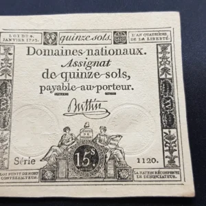 Asignată 15 Sols 1792, FRANȚA, XF