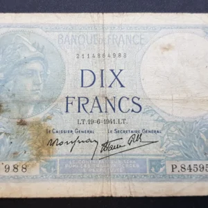 Bancnotă 10 Francs 1941, FRANȚA, VG