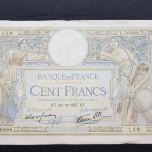 Bancnotă 100 Francs 1937, FRANȚA, G