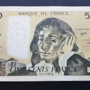 Bancnotă 500 Francs 1981, FRANȚA, VG
