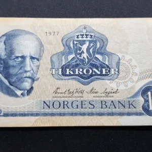 Bancnotă 10 Kroner 1977, NORVEGIA, VF