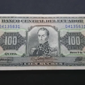 Bancnotă 100 Sucres 1992, ECUADOR, XF