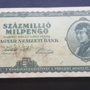 Bancnotă 100 Milpengő 1946, UNGARIA, VG