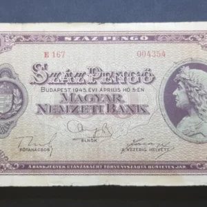 Bancnotă 100 Pengő  1945, UNGARIA, VG