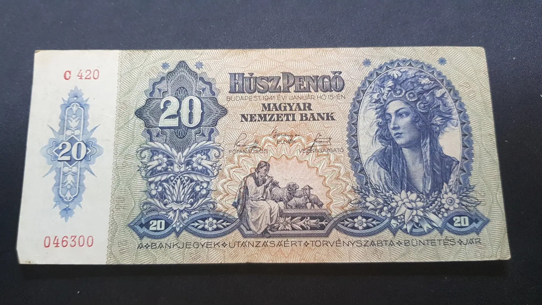 Bancnotă 20 Pengő 1941, UNGARIA, FI