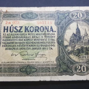 Bancnotă 20 Korona 1920, UNGARIA, VG