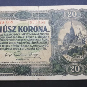 Bancnotă 20 Korona 1920, UNGARIA, VG