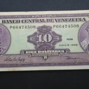 Bancnotă 10 Bolivares 1995, VENEZUELA, XF