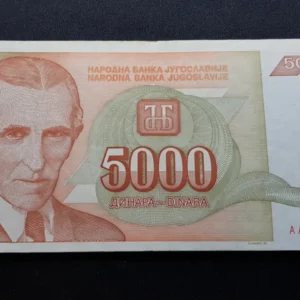 Bancnotă 5.000 Dinara 1993, IUGOSLAVIA, VF