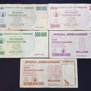 Lot 5 Bancnote Agro-Cheque din Zimbabwe