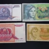 Lot 4 Bancnote Iugoslavia: 5.000, 50.000, 100.000, 1.000.000 Dinara
