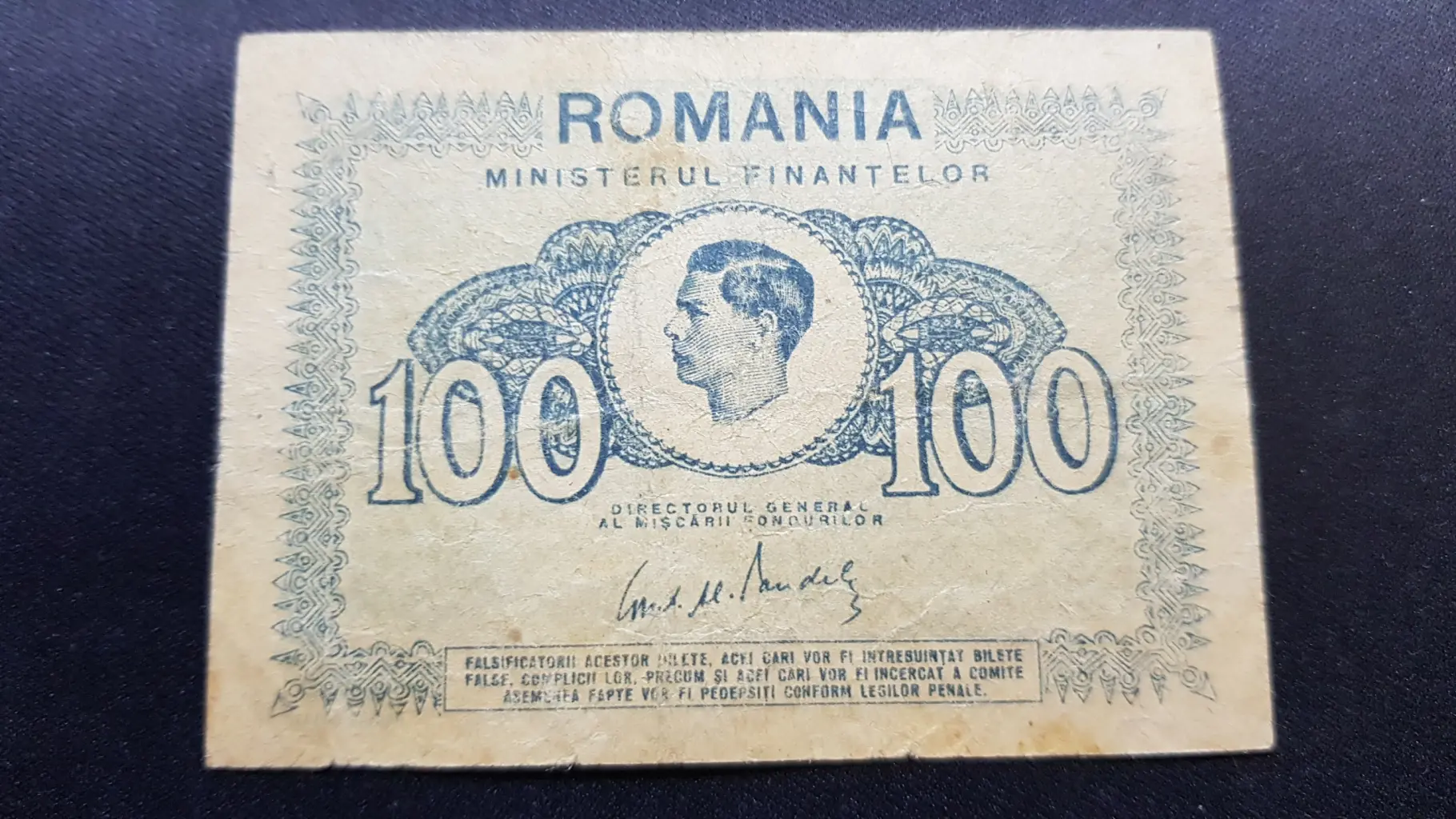 Bancnotă 100 Lei 1945, ROMÂNIA, VG