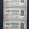 Lot 3 Notgeld Koln, 10 Pfennig 1920, consecutive , GERMANIA, UNC