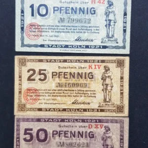 Lot 3 Notgeld Koln, 1921, GERMANIA
